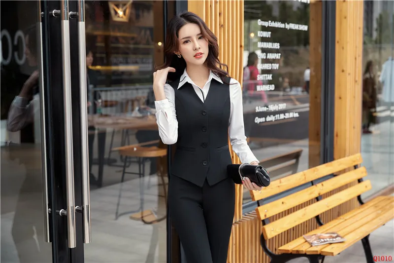 Formal Women Business Suits Uniform Designs 2 Piece Set with Tops and Pants Business Work Wear Pants Suits Trousers Sets