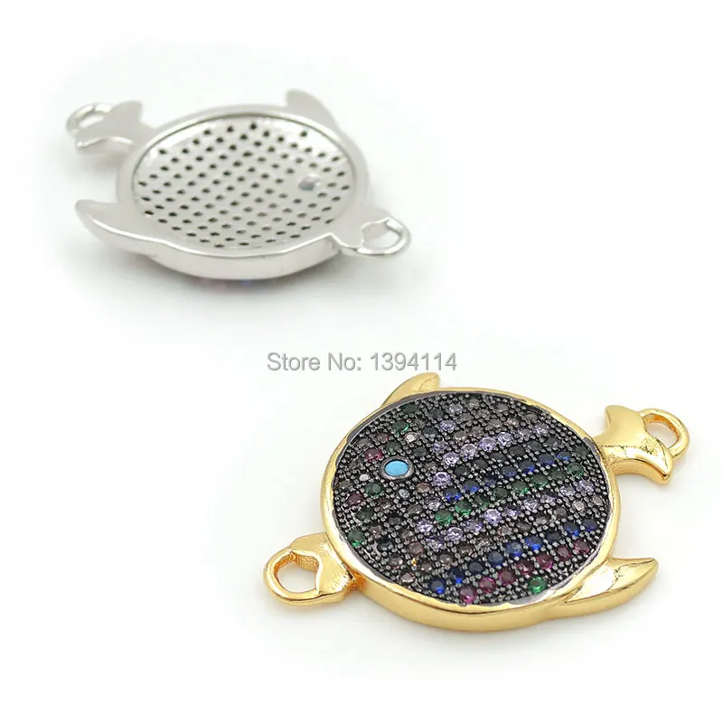 29*20*3mm Micro Pave CZ Of Mixing Colors CZ Fish Connector Fit For Women As DIY Bracelets Accessory