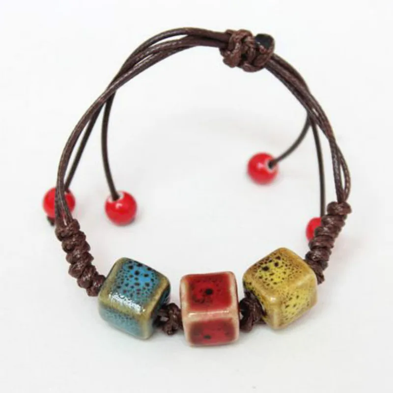 

New Original Vintage Ceramics Heart beads Girl Bracelet Good Lucky Bracelet cute Lover Bracelet Lovers Lucky Jewelry Women Gift