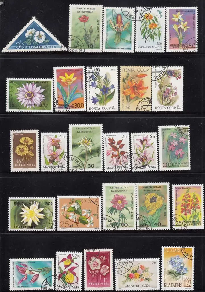 50Pcs/Bag World Flowers Stamps All Different from Many Countries NO Repeat  Marked Postage Stamps for Collecting