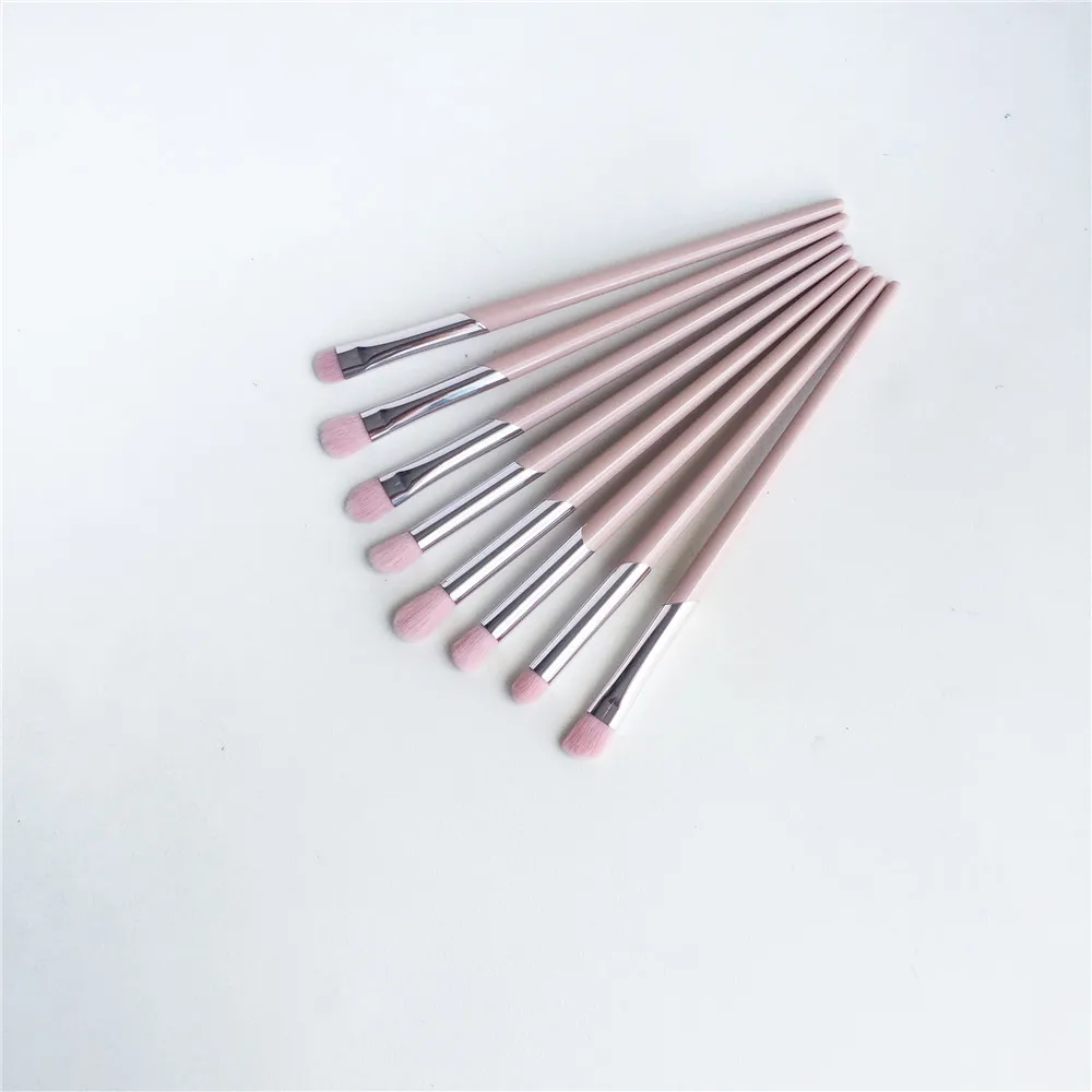 PINK Eye Makeup Brushes 210 Angled Shading 212 Smudge 214 Round 216 Tapered 217 Blending 8-pcs Eyesahdow Cosmetic Brushes