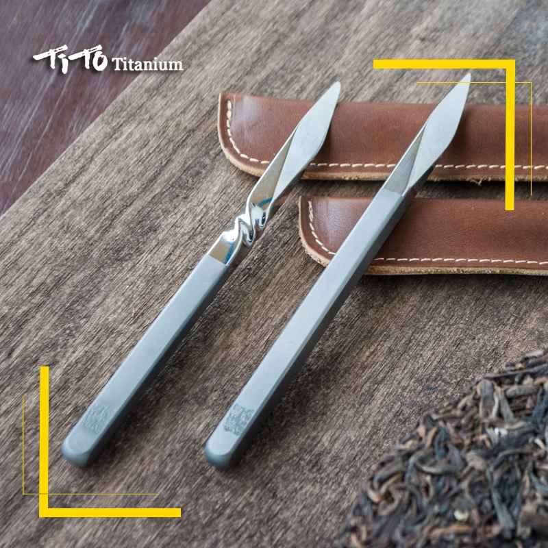 TiTo Titanium Tea Cone Needle For outdoors Breaking Prying Tea Brick Professional Tool