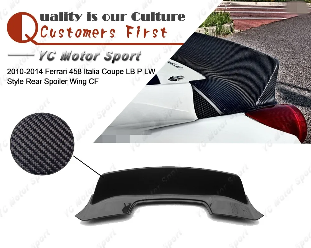 Car Accessories Carbon Fiber LB P LW Style Trunk Wing Fit For 2010-2014 F458 Italia Coupe Rear Spoiler Wing