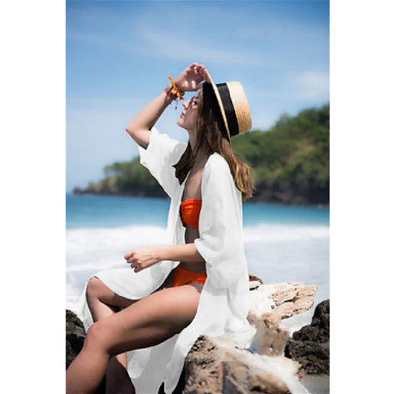 Robe De Plage blanche en Crochet, Cover-Up pour les femmes, sarong Sexy, tunique pour les costumes De bain, paréo, pour l'été