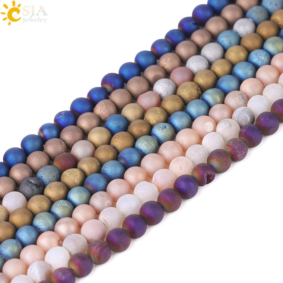 CSJA 6 8 10 12 14mm Natural Stone Loose Bead for Jewelry Making Raw Crystal Quartz Mineral Beads DIY Bracelets Necklaces F545