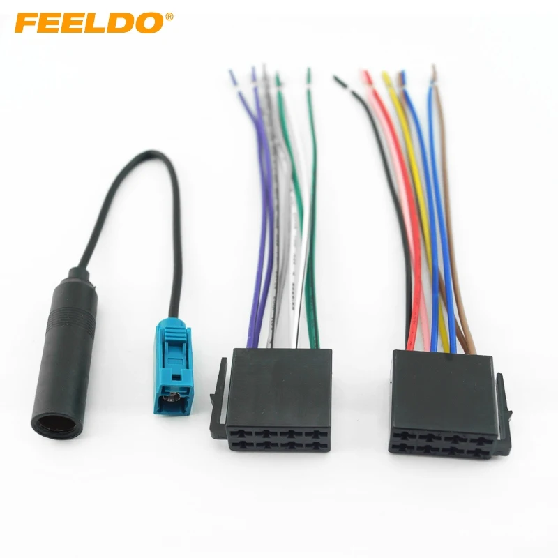 

FEELDO Car Stereo Audio Wiring Harness With FAKRA II Antenna Plug For Volkswagen/Audi/Mercedes OEM Factory Head Unit #3077