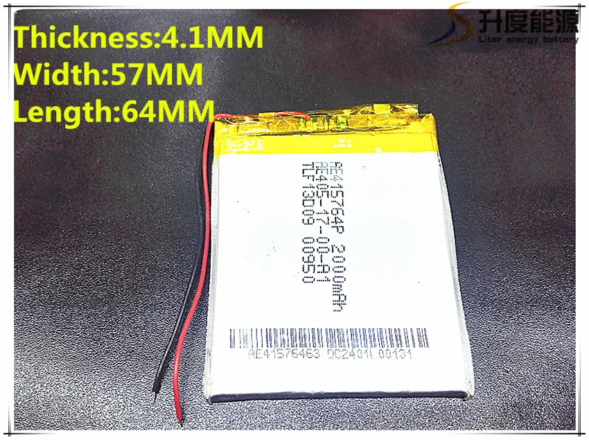 ! 3.7V 2000mah 415764 Polymer Lithium Li-Po Rechargeable Battery For GPS DVD PAD e-book tablet pc power bank