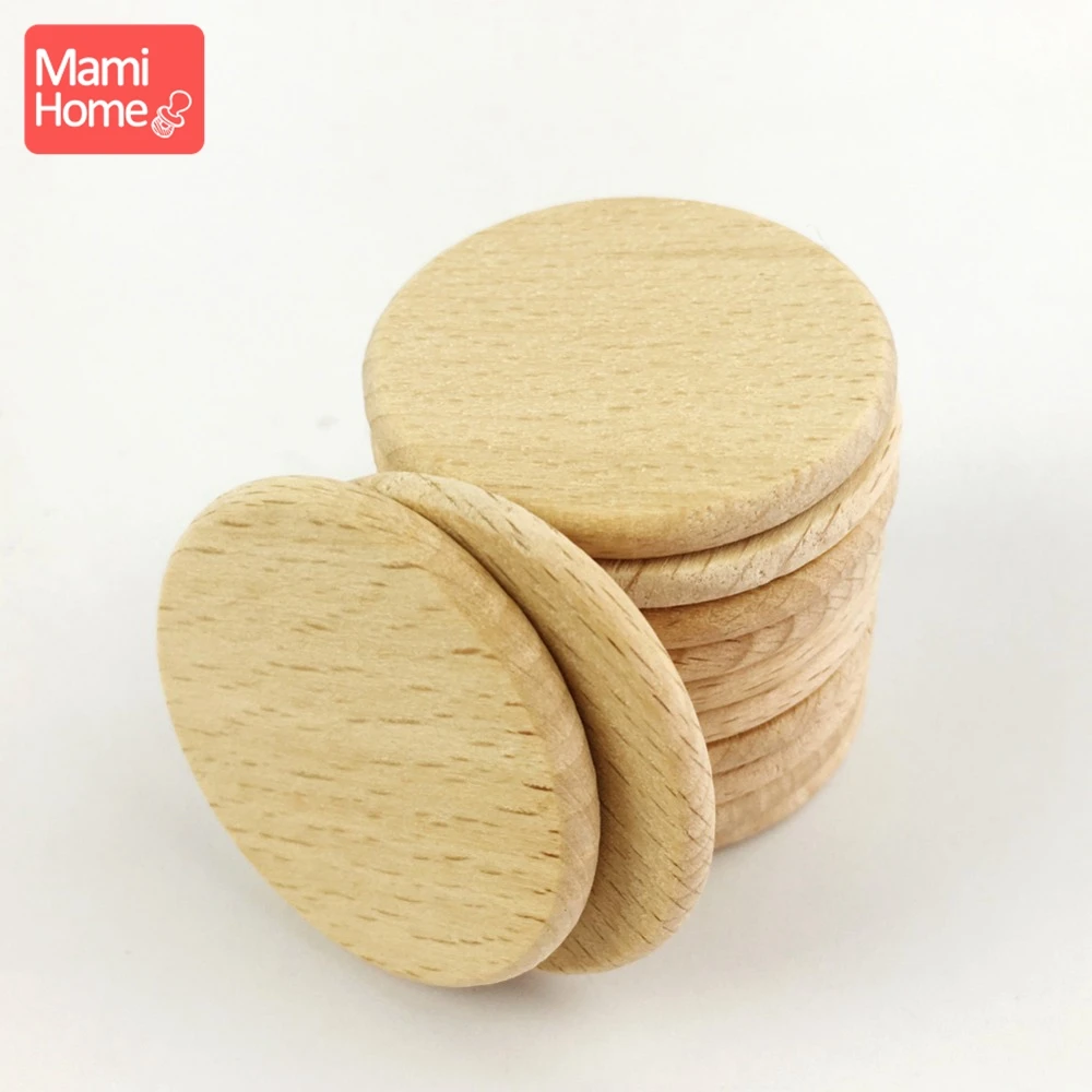 

mamihome 30pcs 37mm Beech Wood Discs Coins Circles Unfinished Natural Flat Beads Pendant DIY Crafts Decor Discs Baby Teether