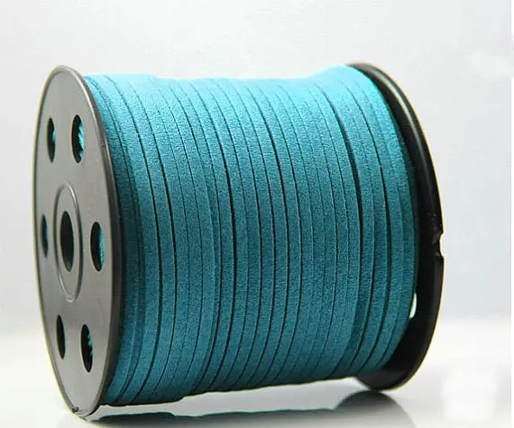 

Gem Green-Free Shipping 100Yds Flat faux Leather suede cord, 3mm, faux suede cord for bracelets 3mm