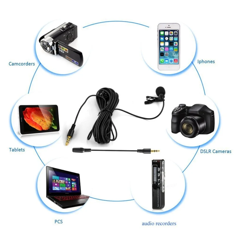 Lavalier Risvolto Microfono LVM3 Microfono con Clip On & Parabrezza Muff per il iphone iPad DSLR Della Macchina Fotografica di Registrazione Youtube Video Intervista