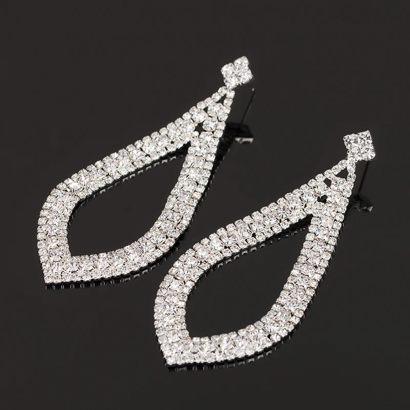 Fashion Women Wedding Jewelry Austrian Crystal Long Crystal drop large Bride Earrings for Women big Dangle Earrings E352