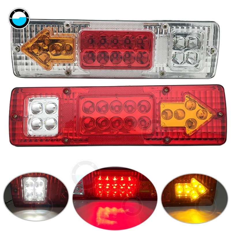 1 Pair Waterproof 12V/24V  Truck LED Tail Light Rear Lamp Stop Reverse Safety Indicator Fog Lights  8 19 20 30 46 72LED.