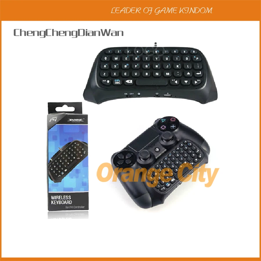 ChengChengDianWan For PS4 Slim Wireless Controller Latest 2.4G Wireless Message 47Keys Keyboard Chatpad With USB Receiver Black