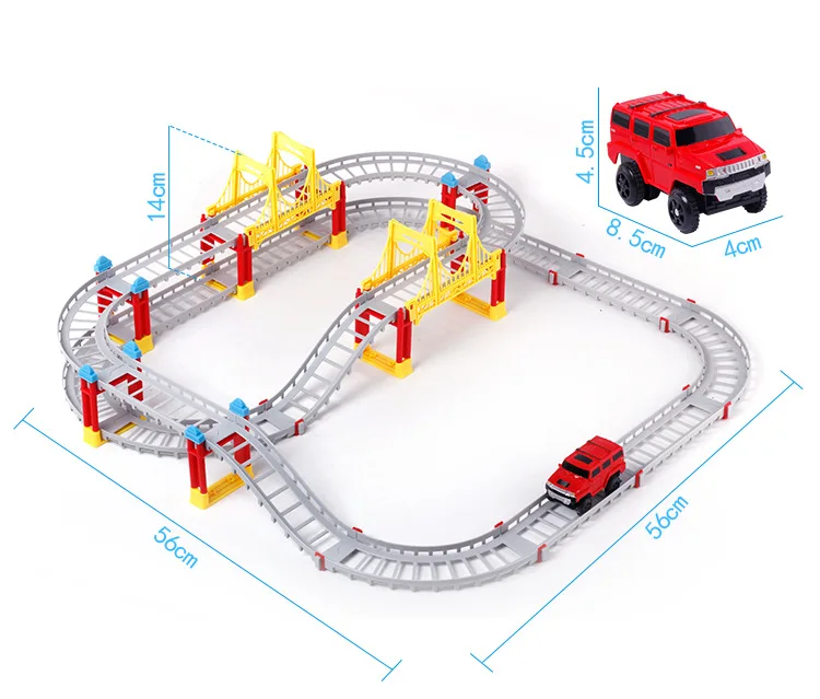 Children's Building Block Assembling Electric Multi-layer Rail Car Toy Interactive DIY Urban Racing Tracks for Children Gift