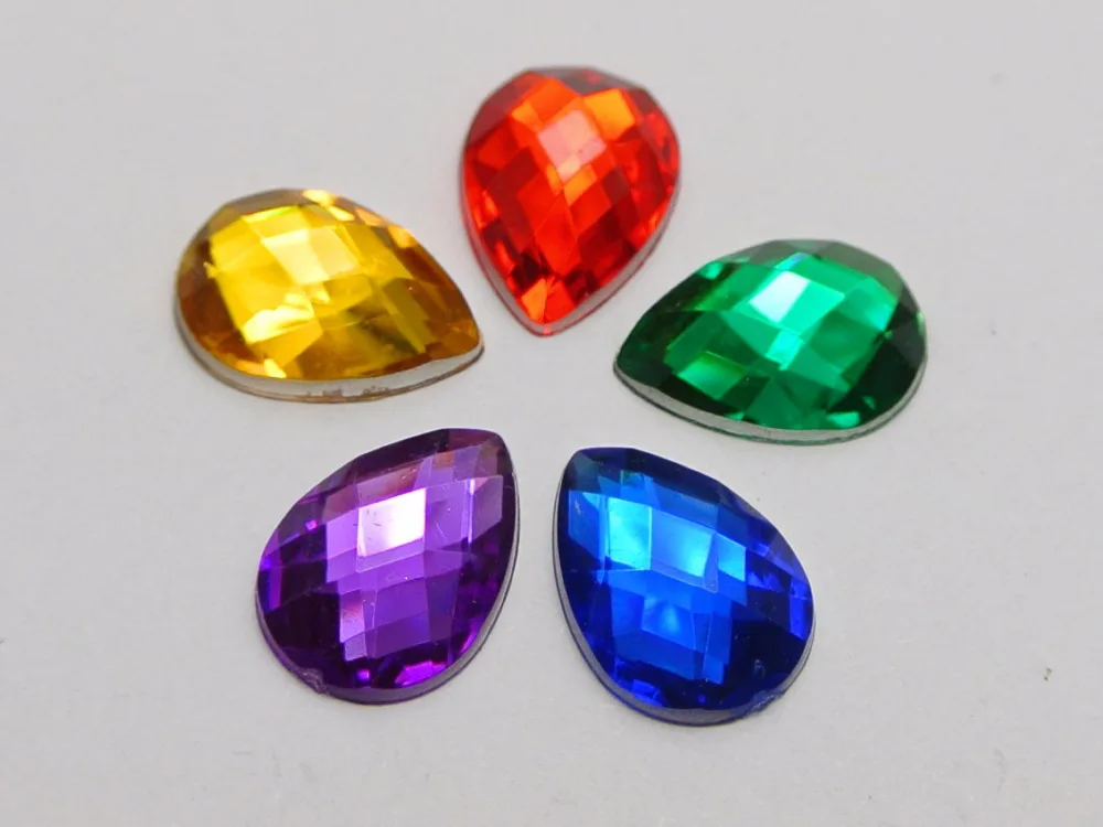 

200pcs No Hole Mixed Color Acrylic Flatback Tear Drop Rhinestone Clothing decorative accessories