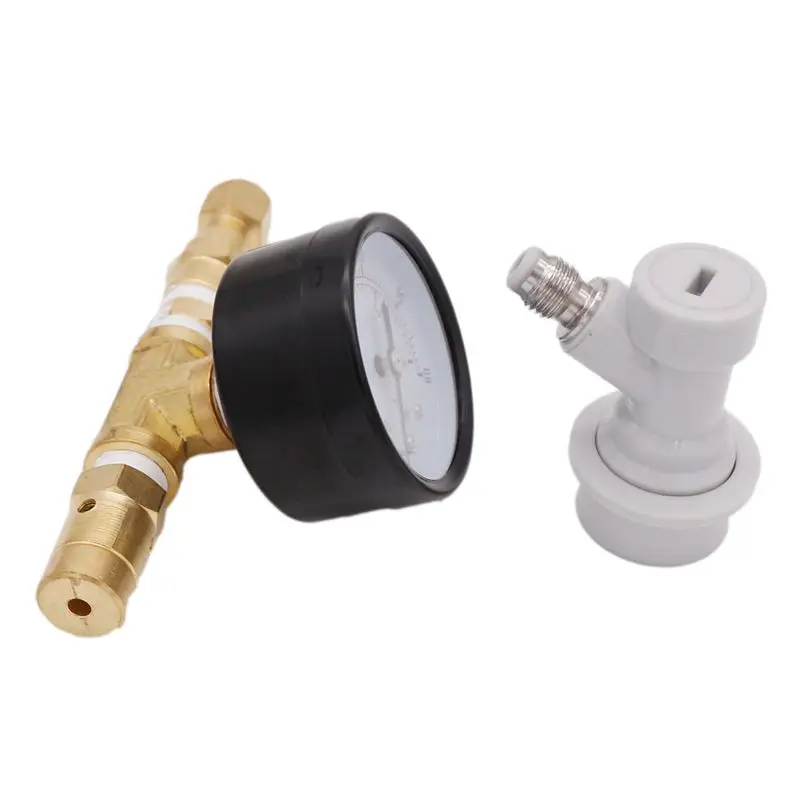 Ball Lock Spunding Valve with Gauge Adjustable Pressure Relief Valve Assembly with Gauge Beer Brewing Equipment