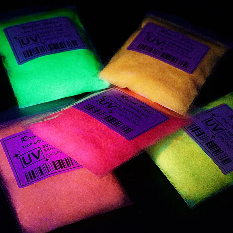5 Colors/set UV light ice dubbing ultraviolet reflective synthetic Fibers UV colors ice dub fiber Synthetic Fly Tying Materials