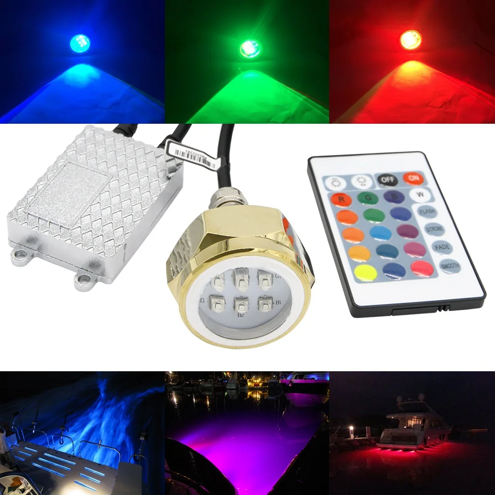 Super Bright 27W Boat Drain Plug LED light RGB Color changing 9 LED Underwater Light Boat light lamp 1/2