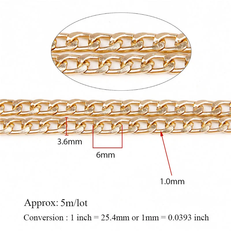 Metal Mixed Color Flat Byzantine Necklace Twisted Chains Curb Chains Bulk Fit Bracelets Open Link Chain For DIY Jewelry Making