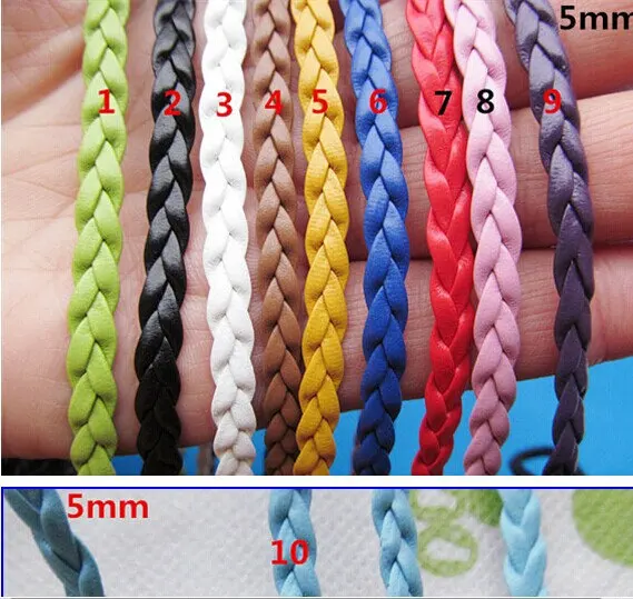 50Yds 5mm 32 Colors Flat Faux Braid Leather Cords String Rope,Jewelry Beading String, For Bracelet & Necklace,DIY Jewellry