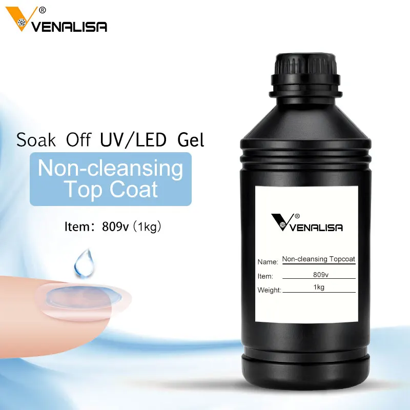 VENALISA Tempered Top Coat 1กก.แพคเกจจำนวนมาก Refill No Wipe Top Coat Soak Off UV LED เล็บเจลโปแลนด์ matt พื้นผิวยาง Top Coat