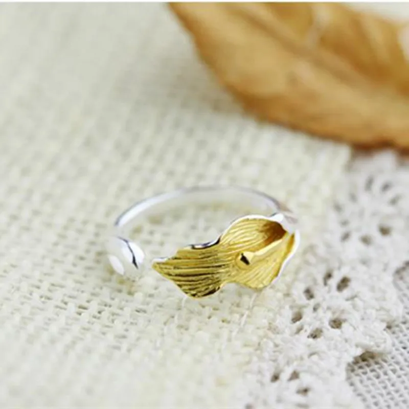 Fashion Female Calla Lily Adjustable Silver Plated Rings Jewelry Fashion Silver Plated Rings For Women Wedding Party Accessories