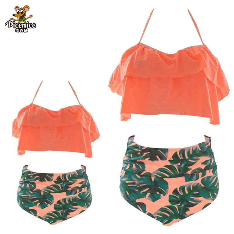 

Новый летний семейный купальный костюм, купальный костюм для мамы и дочери, Цельный купальник для мамы и дочки