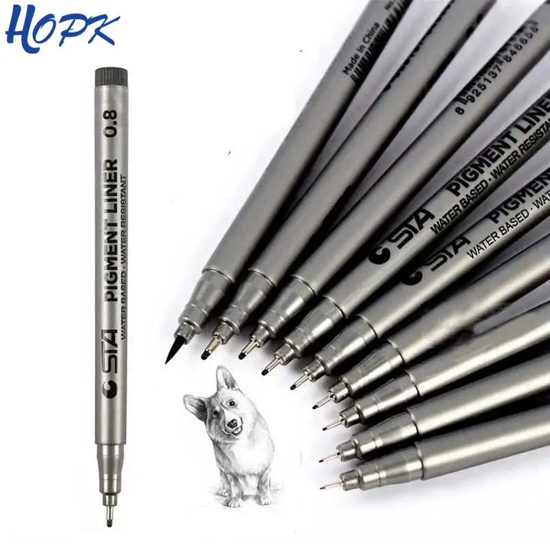 STA Black micron pen Hook Liner sketch markers Drawing Waterproof Fade Proof Art Supplies Manga Comic Handwriting Brush Pen