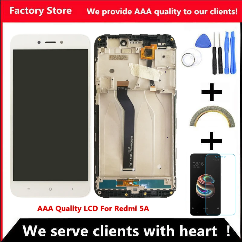 AAA Quality IPS LCD+Frame For Xiaomi Redmi 5A LCD Display Screen Replacement For Redmi 5A Screen Digiziter Assembly