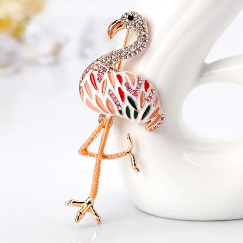 Fashion Creative Animal Flamingo Bird Brooch Women, Men Metal Brooch  For Women Fashion Badge Brooches Jewelry