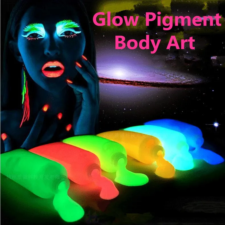 

10colors/lot Glow in the dark Pigment Body Painting,Halloween/Party Glowing Paint Fluorescent UV,body art Make up pigment