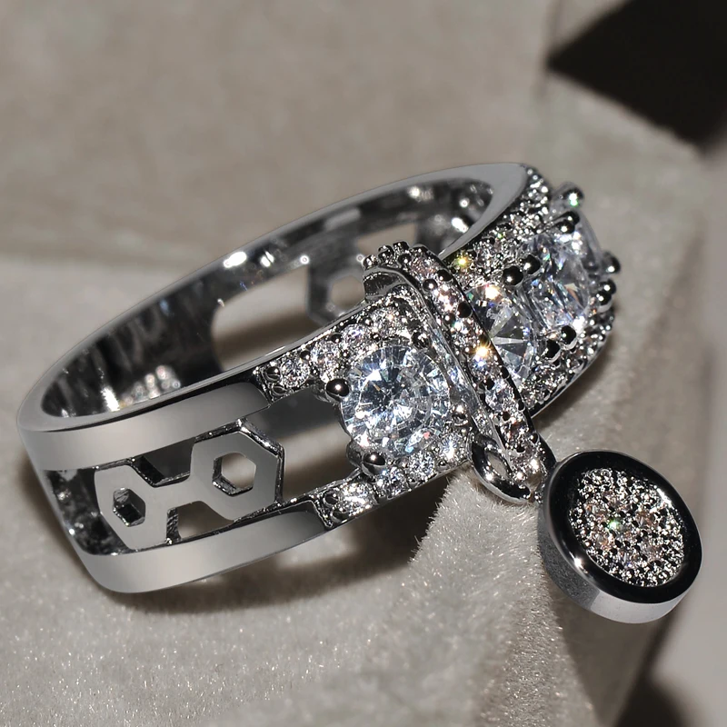 Hot sale White Zircon Engagement Ring Vintage Rose Gold Filled Wedding Rings For Women Fashion Jewelry