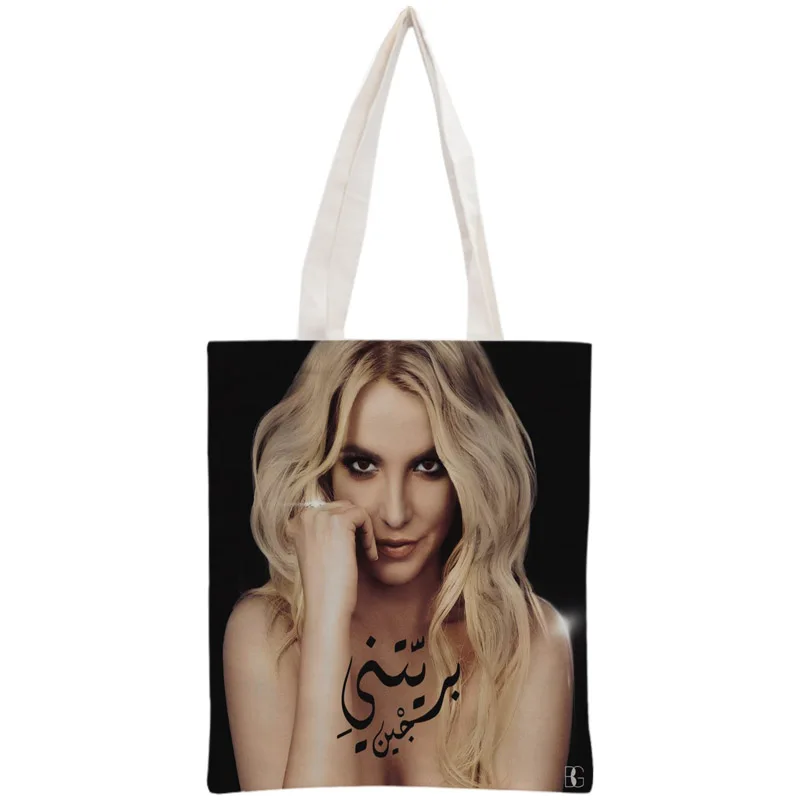 Custom Britney Spears Tote Bag Reusable Handbag Women Shoulder Foldable Cotton Canvas Shopping Bags