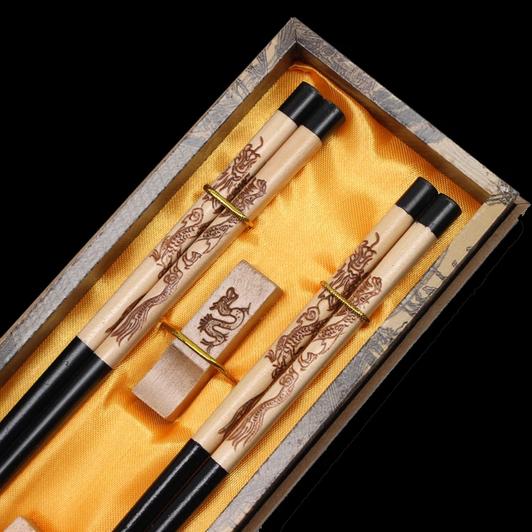 Essstäbchen aus Holz, Geschenkbox, Hochzeitsgeschenke, chinesische Merkmale, Überseegeschenke, Essstäbchen aus Holz, Essstäbchen-Set, Holzküche – Detail 13