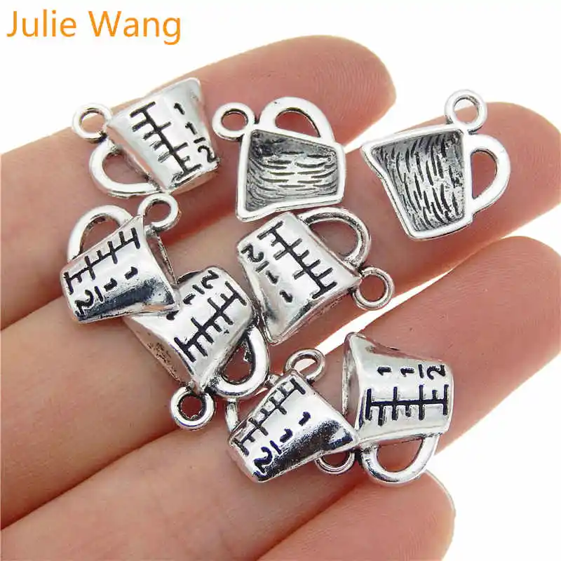 Julie Wang 20PCS Measuring Cup Charms Alloy Antique Silver Color Earrings Bracelet Jewelry Making Pendant Metal Accessory