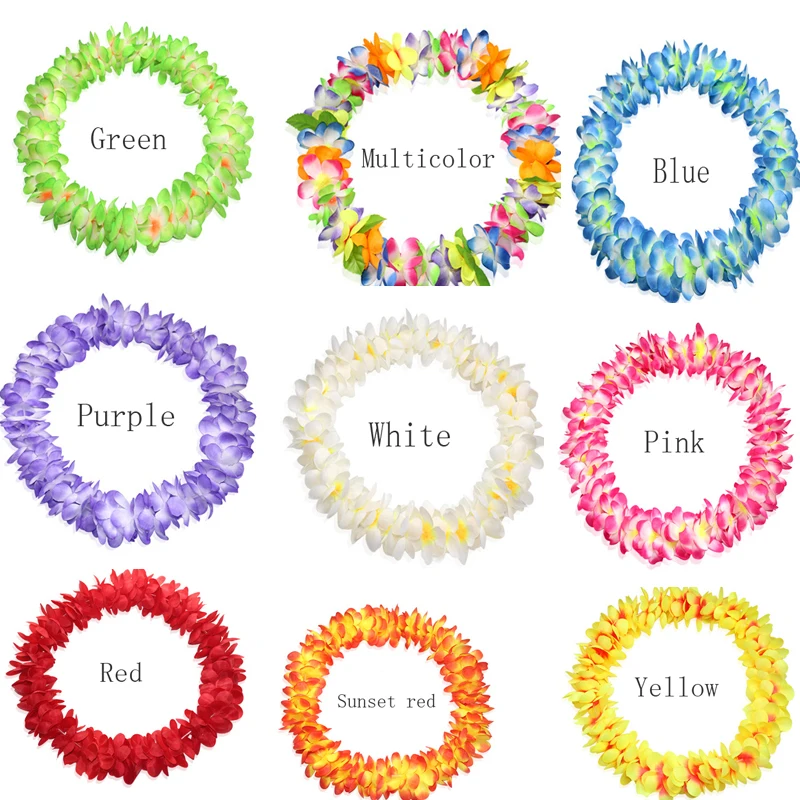 1Pcs(1M) Thickened Good Quality Hawaiian Garland  Hawaii Tropical Hula Grass Dance Flower Necklace Garland Fun party Supplies