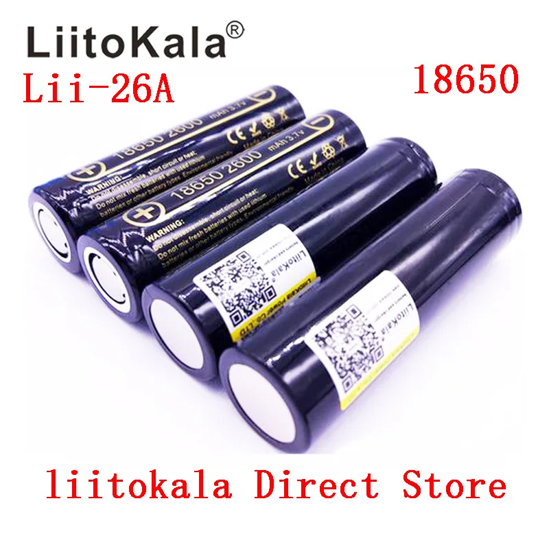 LiitoKala-batería recargable de iones de litio para linterna, pila recargable de ion de litio de 3,7 V, 18650 mAh, Lii-26A