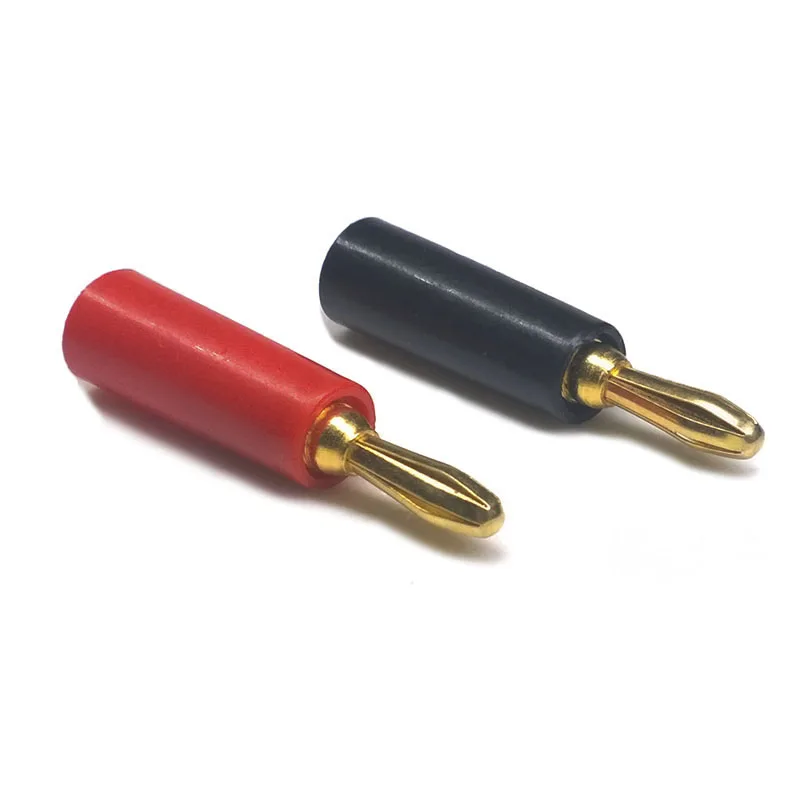 2/4 pcs/lot 4 MM Banana Plug Gold Plating Connectors Plastic Housing Black Red Stereo Plug Channel Headphone Dual Connector DIY