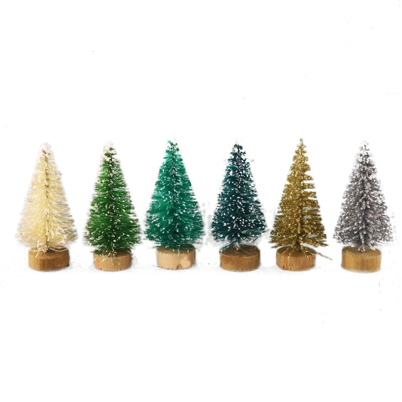 10Pcs/Set 4.5cm Mini Cute Christmas Tree Snow Frost Small Pine Tree DIY Xmas Party Decoration Ornaments