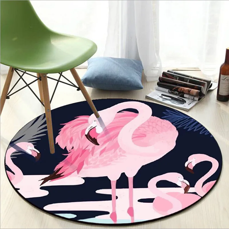 Flamingo Print Round Decor Carpets for Living Room play Game Carpet Kids Room computer chair Mat/Rugs Baby Bedroom Crawl tapet