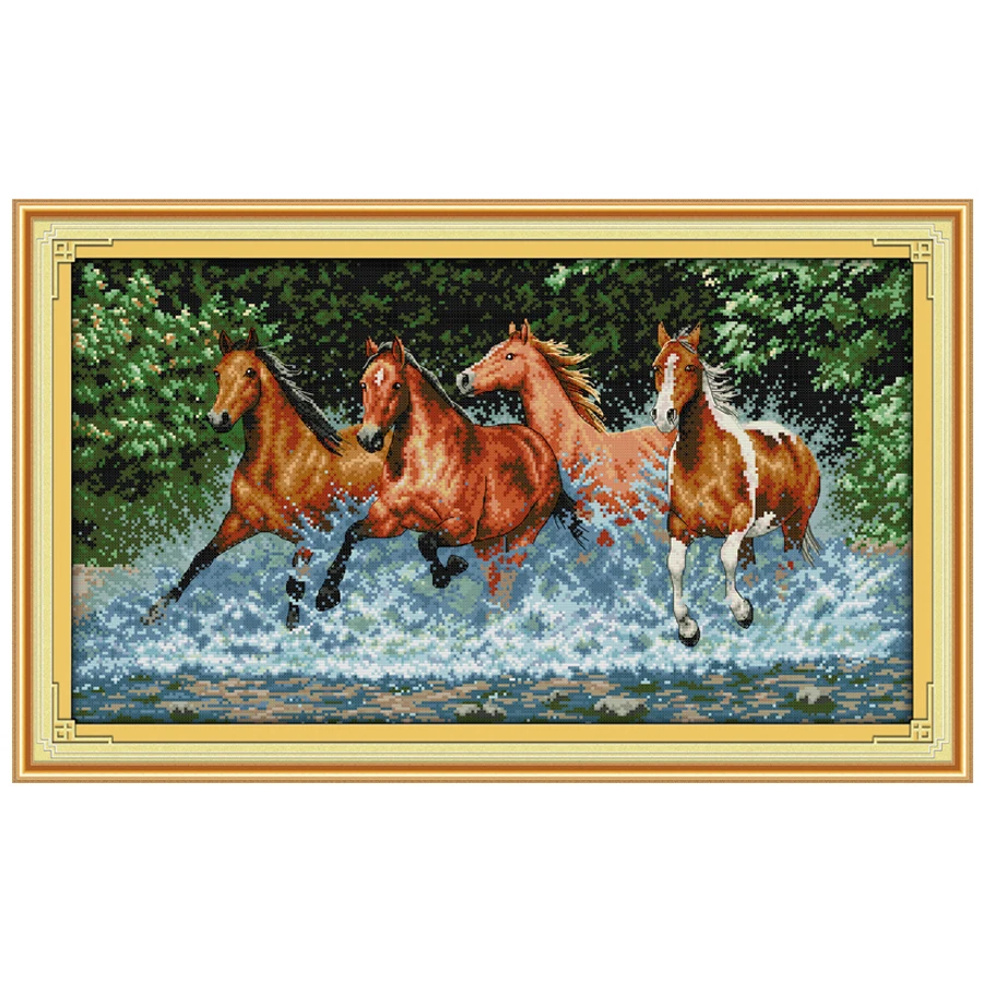 Horses Animals Patterns Counted Cross Stitch Set 11CT 14CT 16CT Stamped DMC Cross-stitch Kit Embroidery Needlework Home Decor