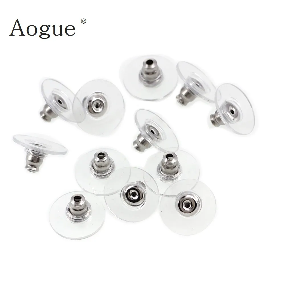 35 pieces Silicon Stud Earring Back Stoppers Earring Post Nuts  For Jewelry Findings And Components Silver Color