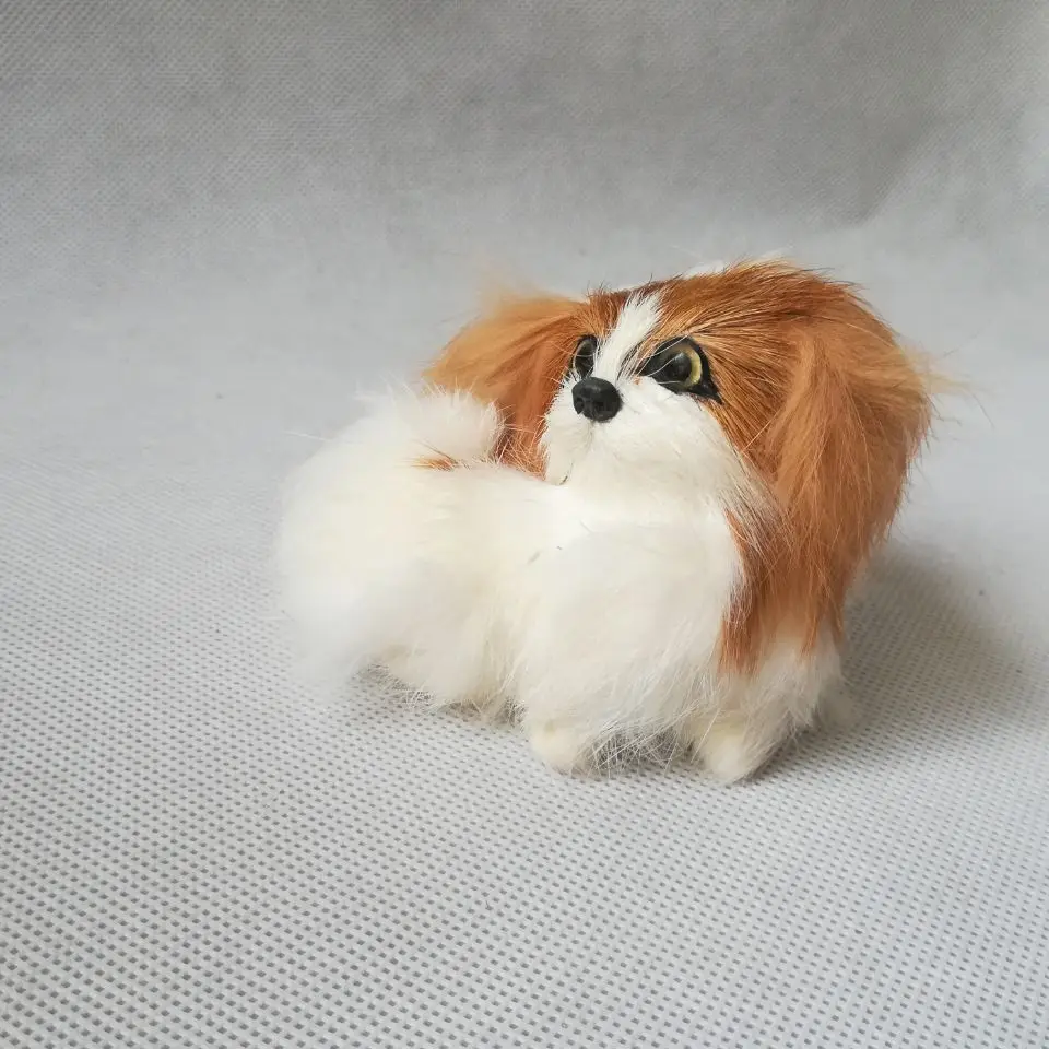 real life toy puppy model pekingese dog mini 8x6cm hard model home decoration baby toy gift h1484