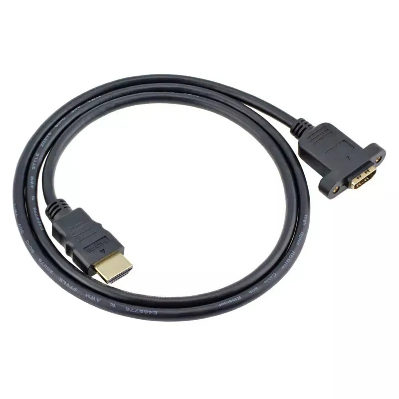 HD-A 1.4V 19pin Male To HDMI-compatible Type A Female Extension Cable With Screw Hole Lock Panel Mount 30cm-150cm 1ft-3ft