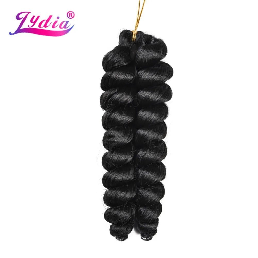 Lydia-extensiones de cabello sintético resistente al calor, mechones trenzados sin trama, color negro, 1 piezas, 18-24 pulgadas