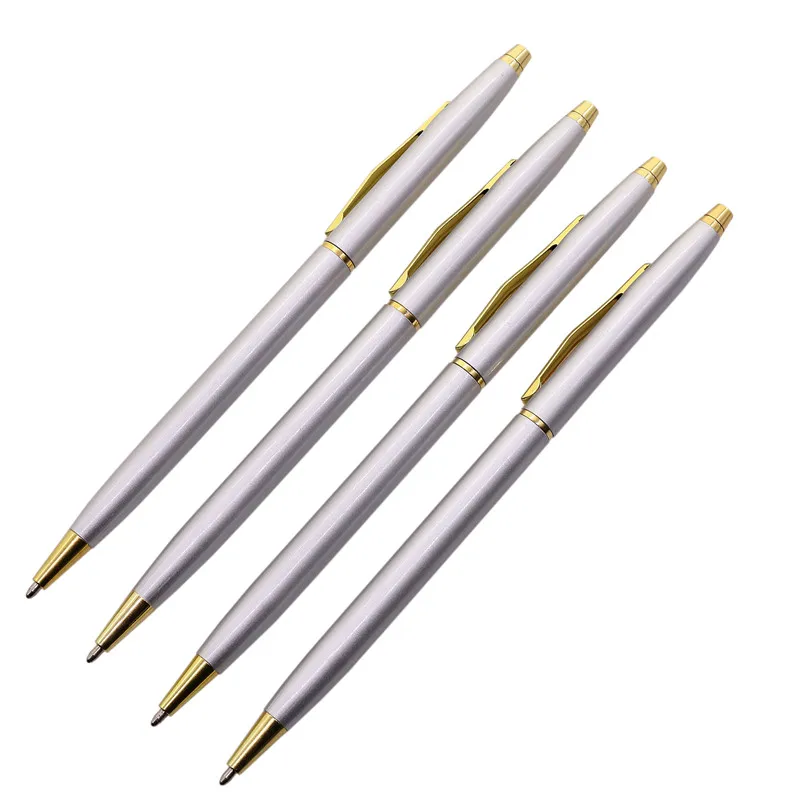 1Pcs Metal pen Stainless Steel Rod Rotating Metal Ballpoint Pen Commercial Ballpoint Pen Gift Stationery Luxury crystal pen