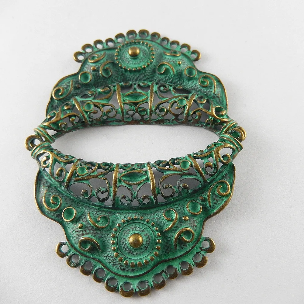 GraceAngie 5pcs Antiqued Green Bronze Tone Alloy Fashion Charm Connector Decor Jewelry Necklace Accessories Hot 67*45*6mm 52016