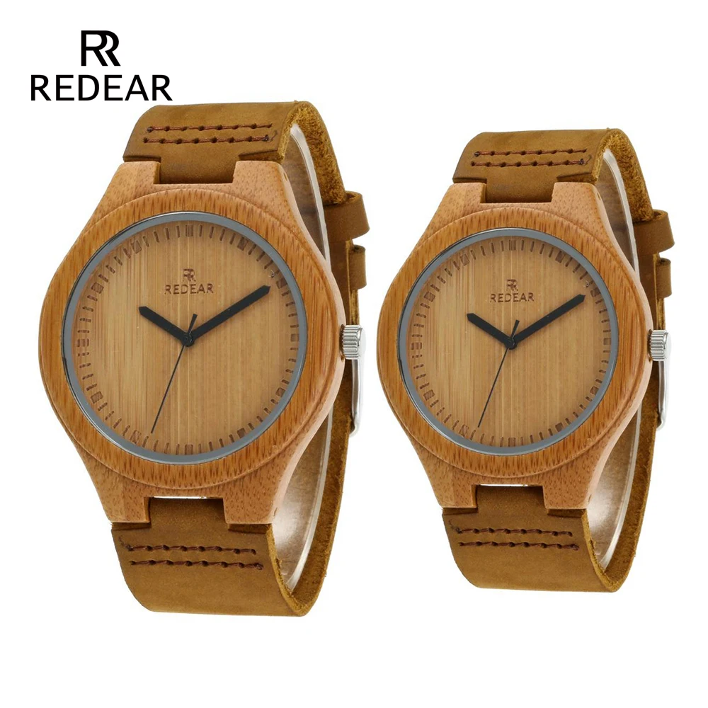 REDEAR Free Shipping Woman Watch 2019 Lovers' Watches Men Real Leather Band Handmade Quartz Wristwatch As Valentine's Gift