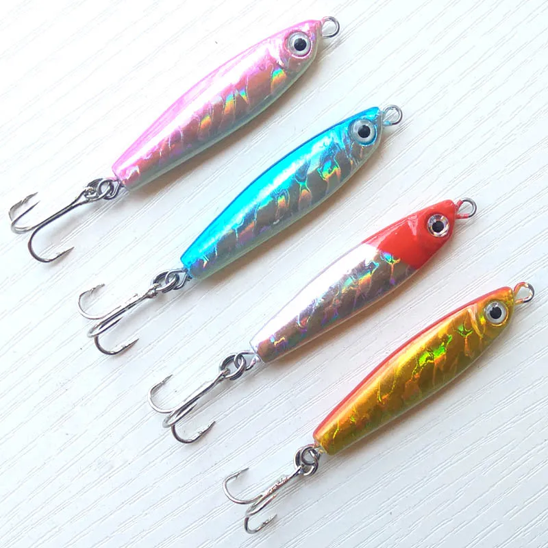 Small Silver Knife Jig Jigging Lure, Assemble Hook, Slow Jig, Sea Bass, Mackerel, tuna, Fishing Game, 21g