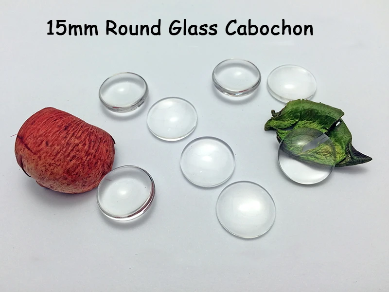 

100pcs 15mm Round Flat Back Glass Cabochon Transparent Clear Glass Cameo Domed for Necklace Pendant DIY Jewelry Making